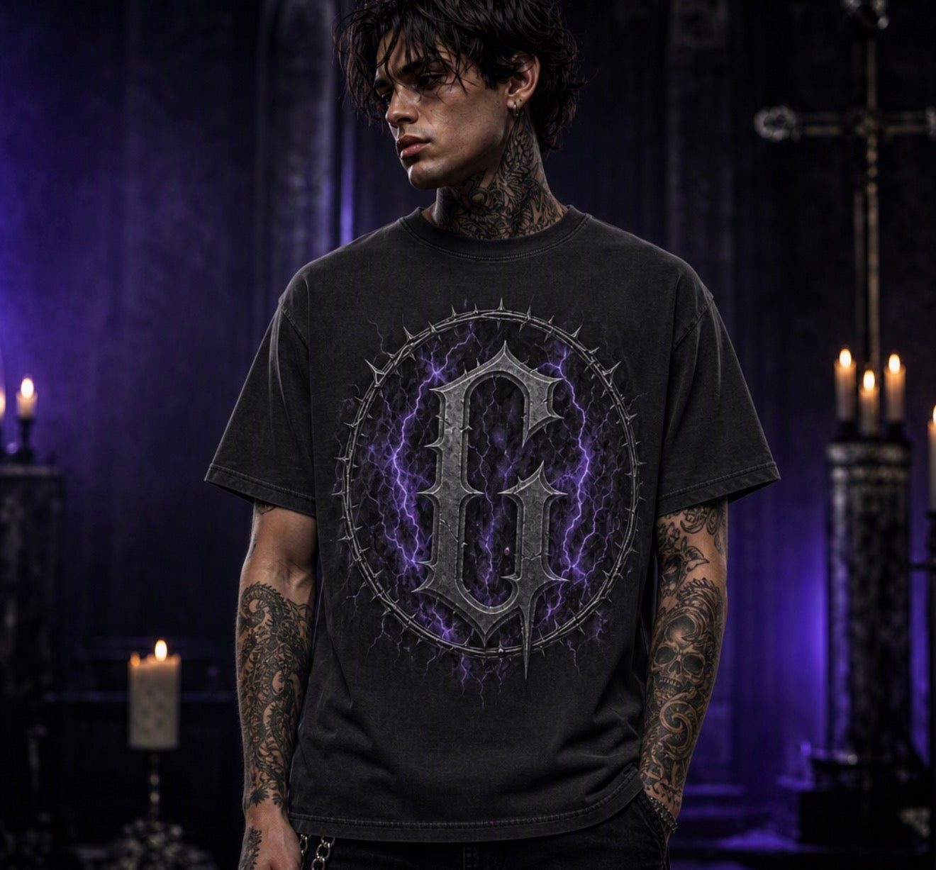 Barbed-Wire Angel Graphic Hoodie